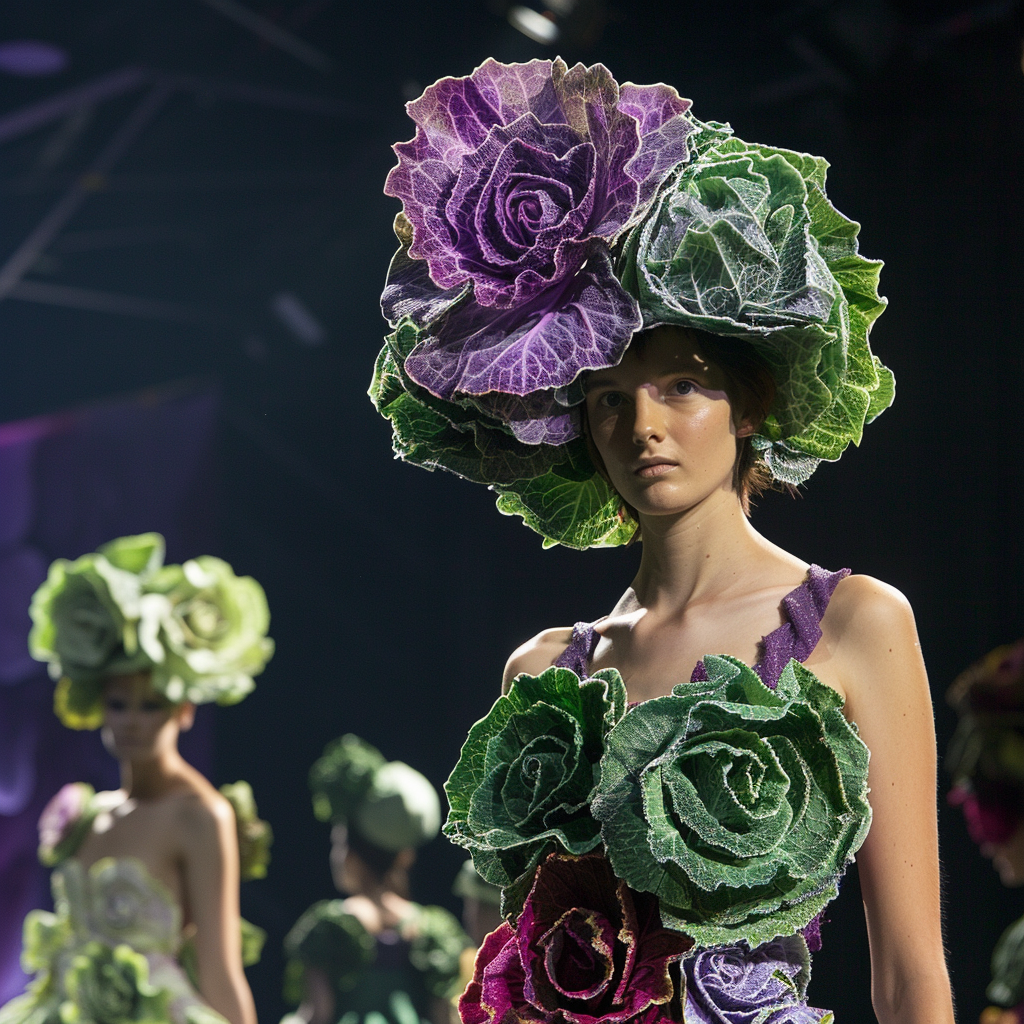 Intricate Cabbage Leaf Fashion Runway