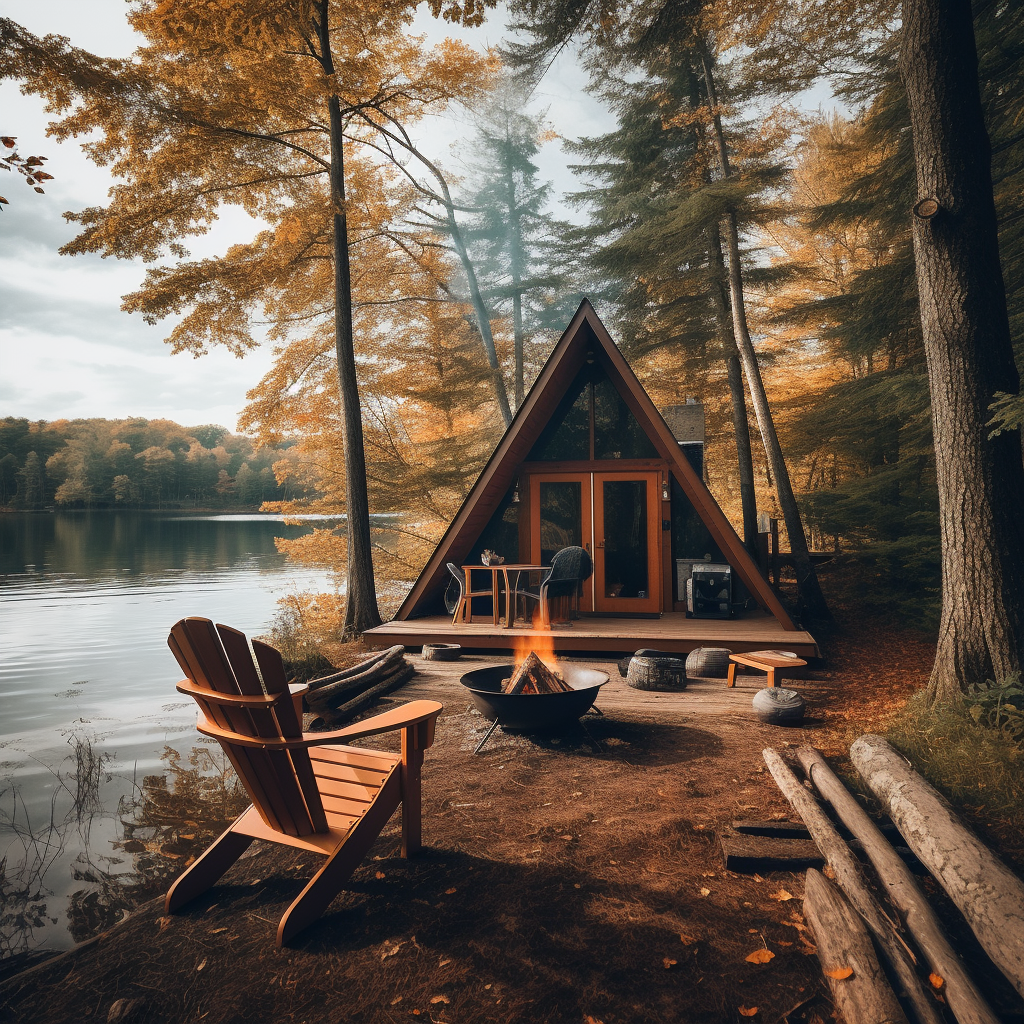 Man enjoying campfire by the lake