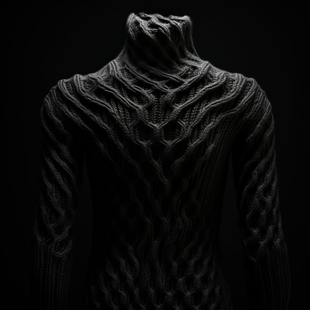 Cable Knit Sweater on Black Background