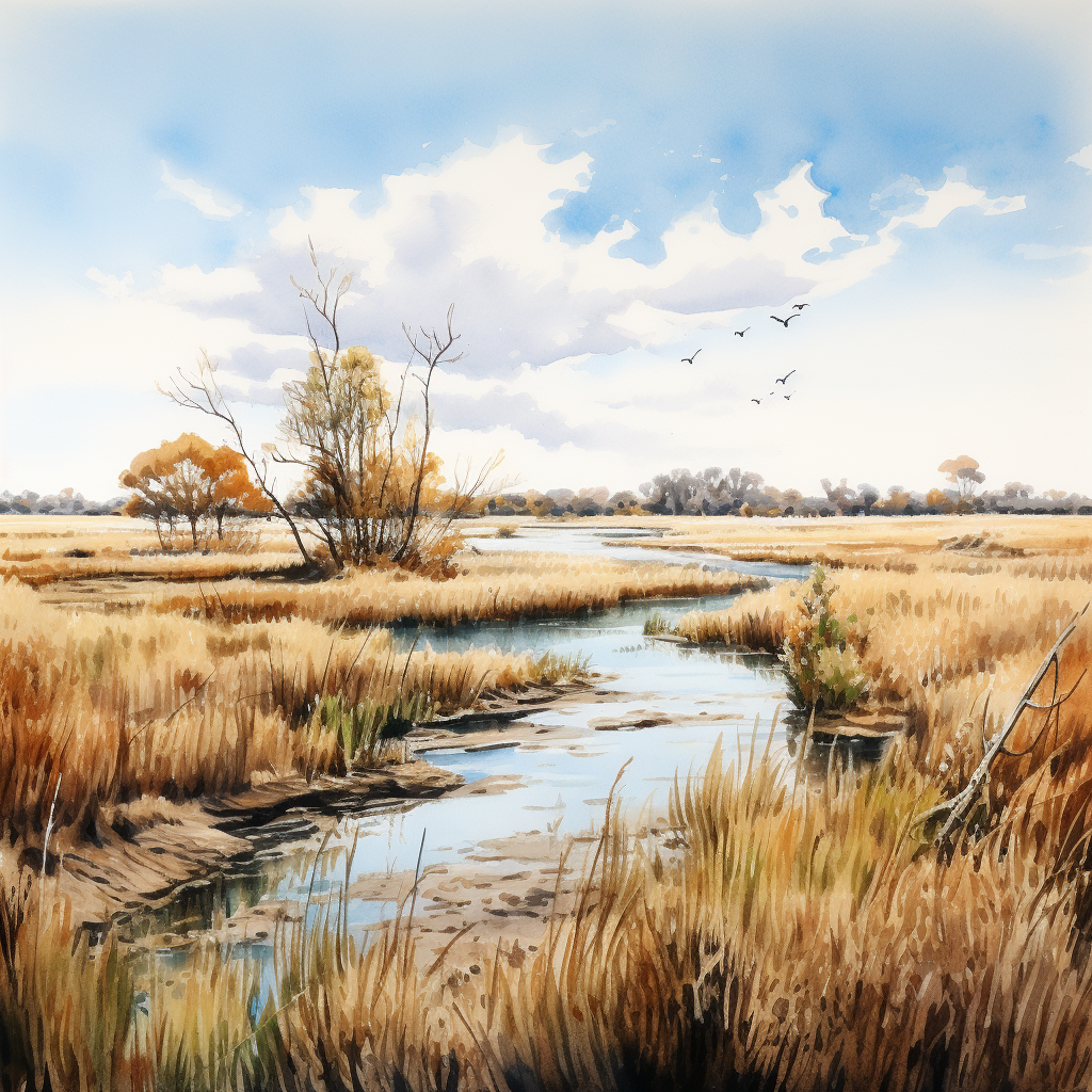 Stunning watercolor painting of Cache River National Wildlife Refuge