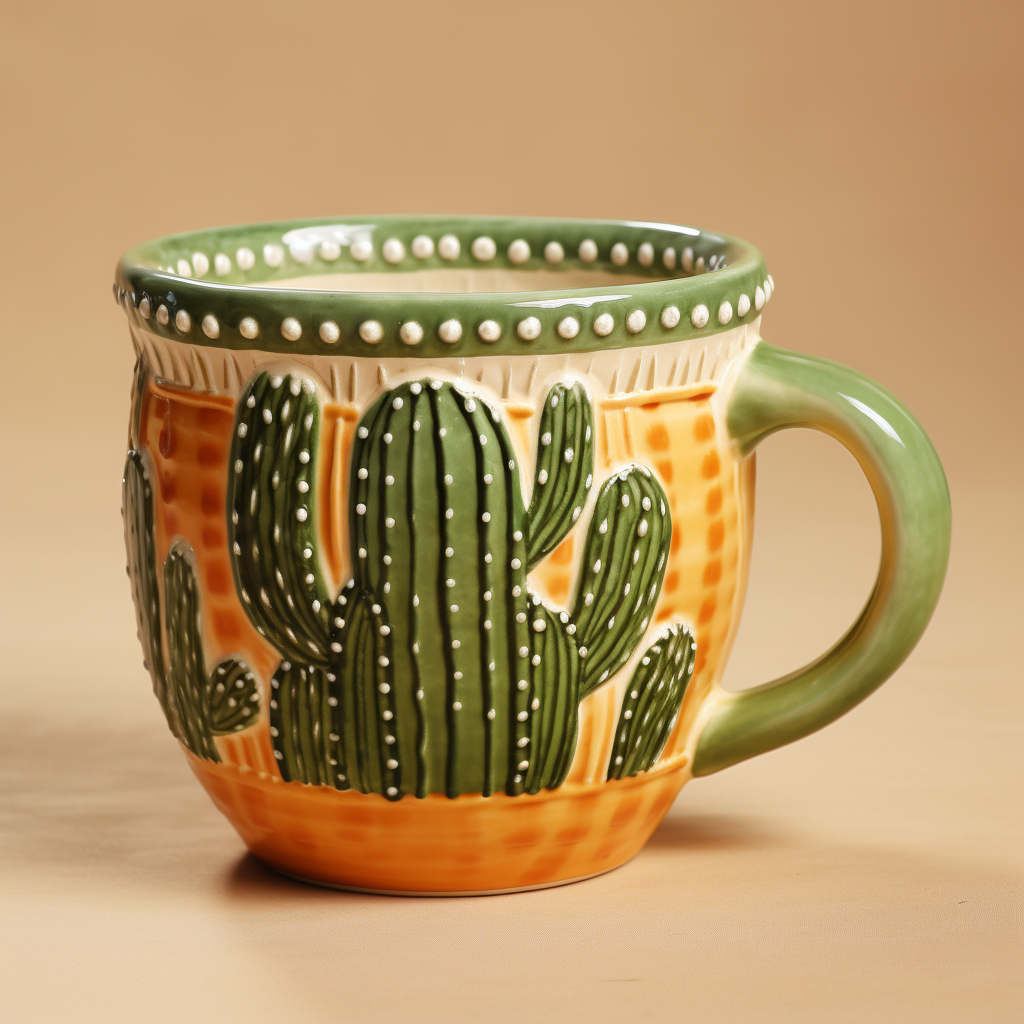 Colorful cactus ceramic mug