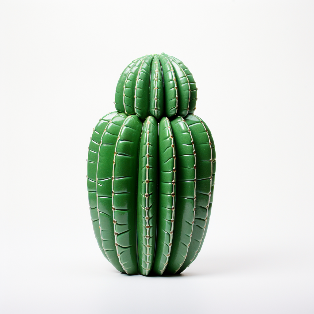 Leather Cactus Sculpture on White Background