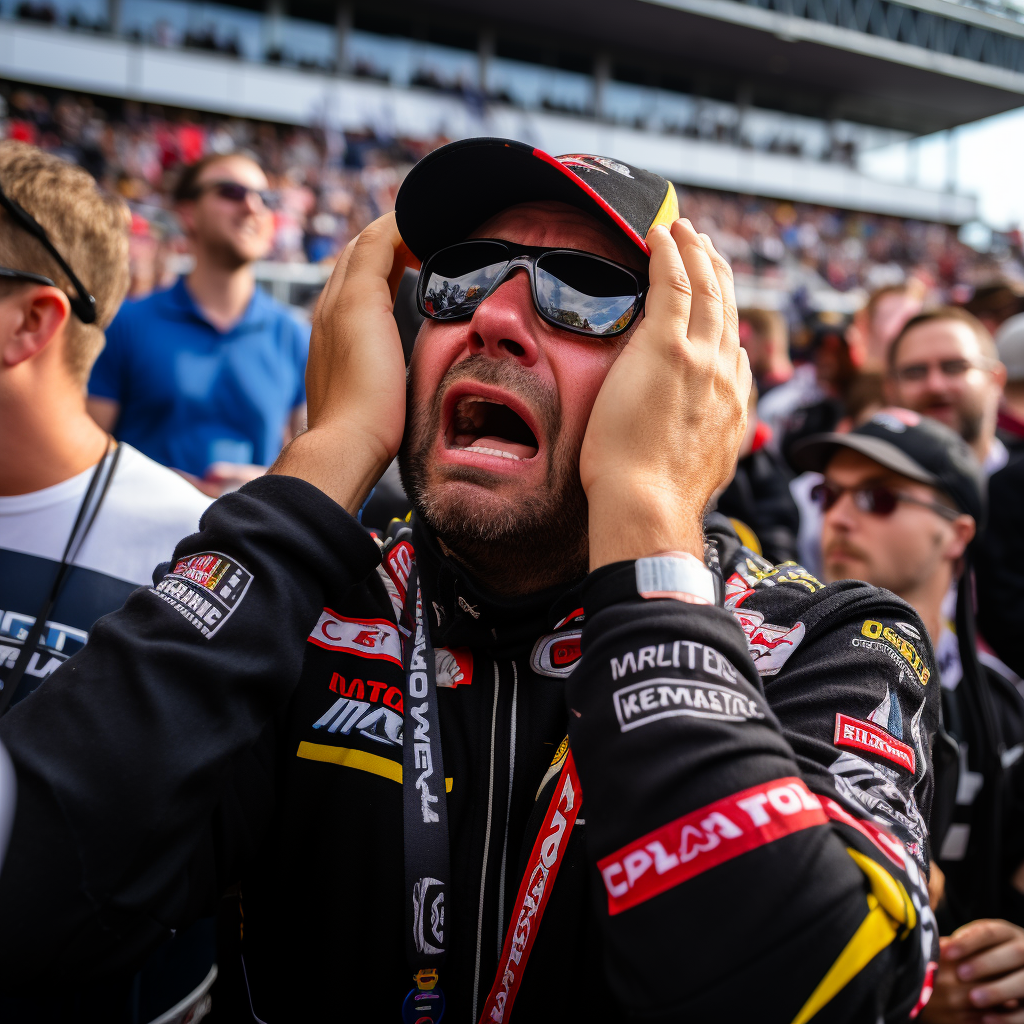 Emotional Cadillac Racing Fan in Stands