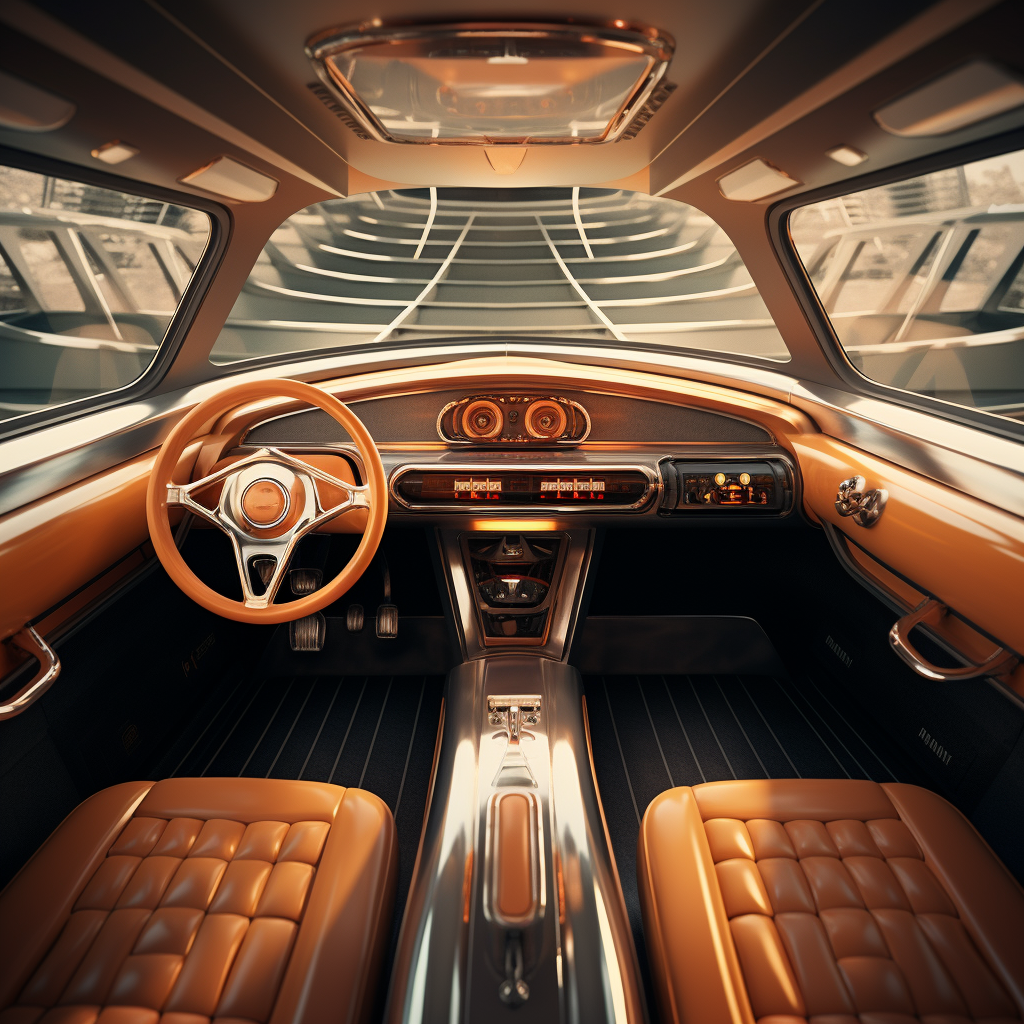 Stylish Cadillac spaceship interior with analog buttons