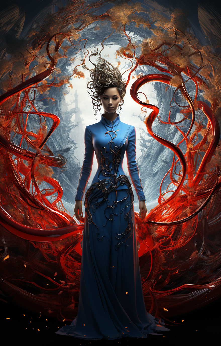 Enigmatic Caduceus Lady in Blue