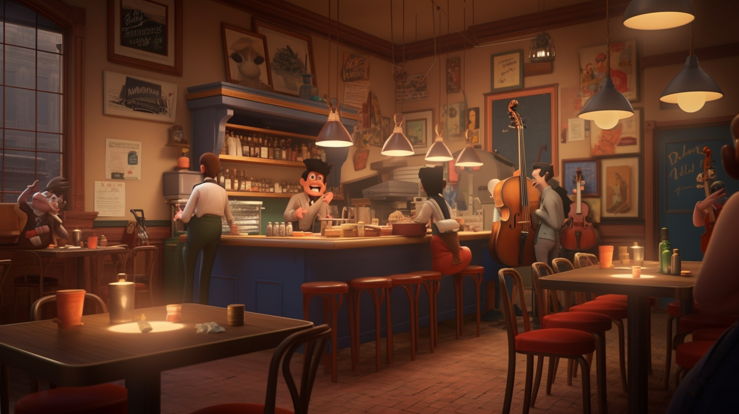 Jazz Theme Cafe 3D Rendering