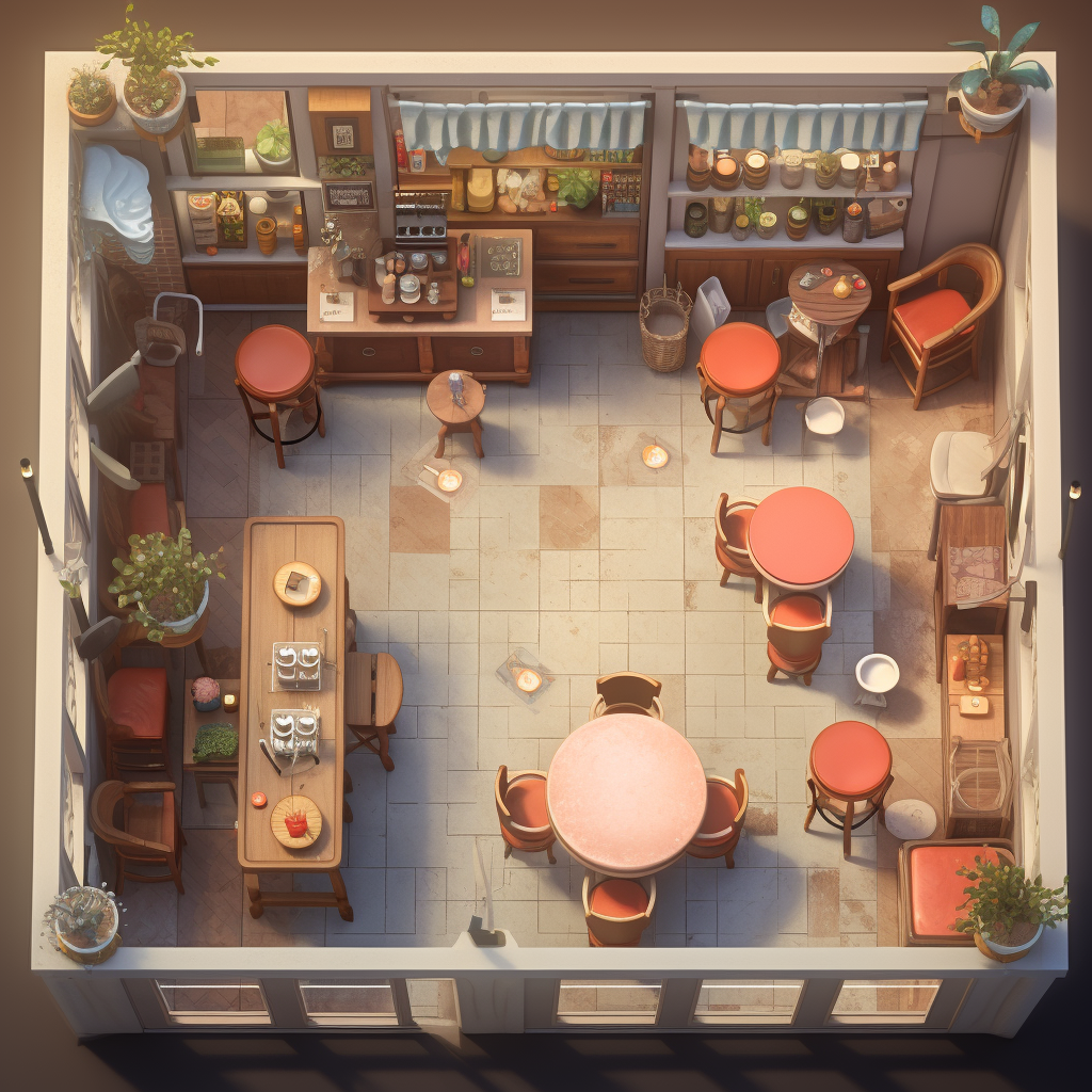 Cozy cafe room scene