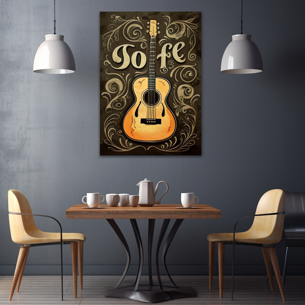 Cafe wall decor featuring quote: coffee, music, art