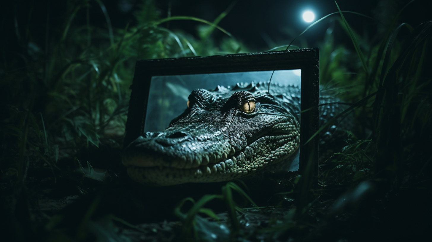 Caiman at Night in Cuyabeno Reserve