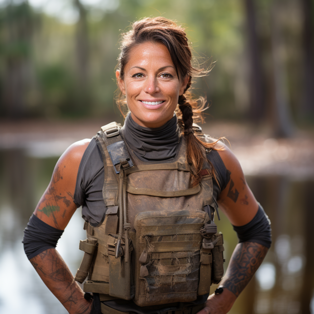 Cajun woman in alligator skin vest