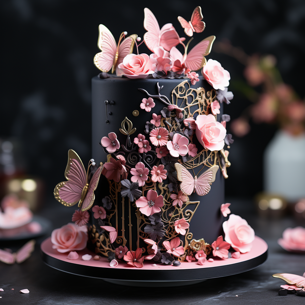 Tall cake with butterfly wafer paper