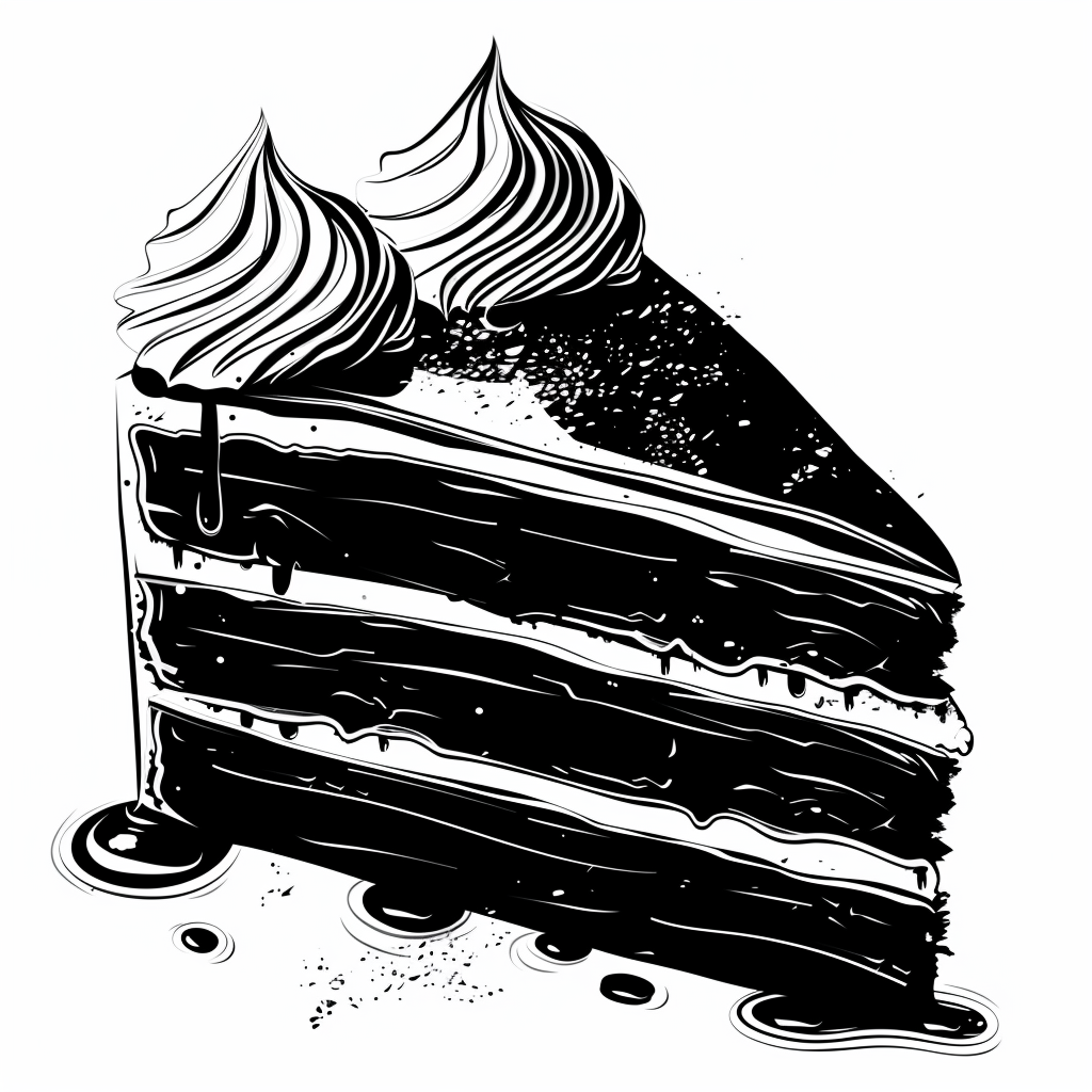 Cake Slice Black White Vector