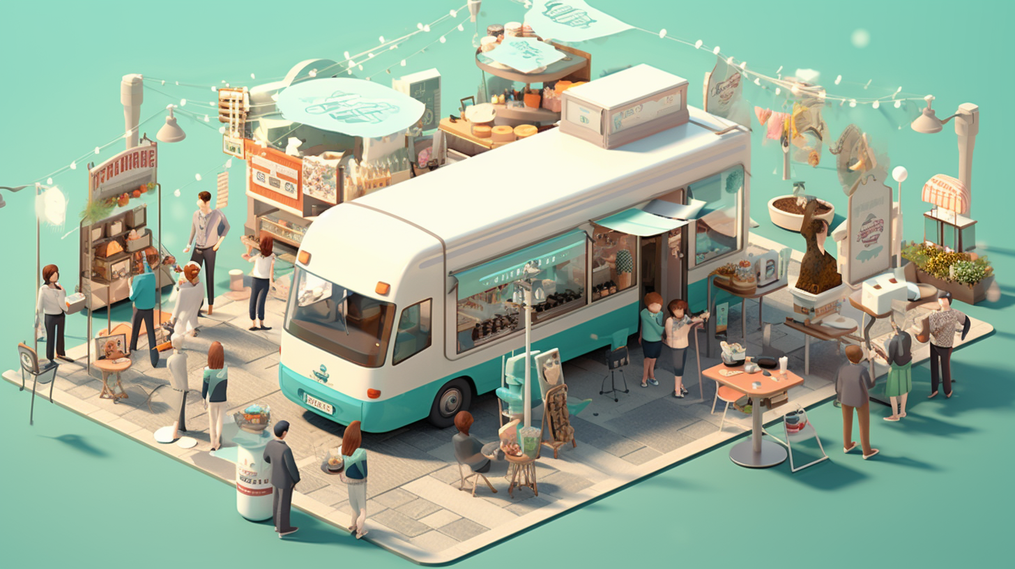 Teal-colored Cake and Pastry Food Truck