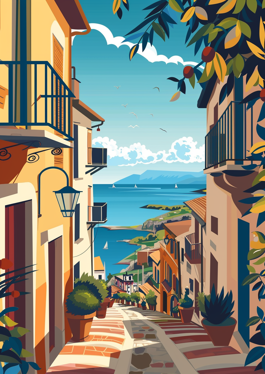 Calabria Italy Flat Vector Art Illustration