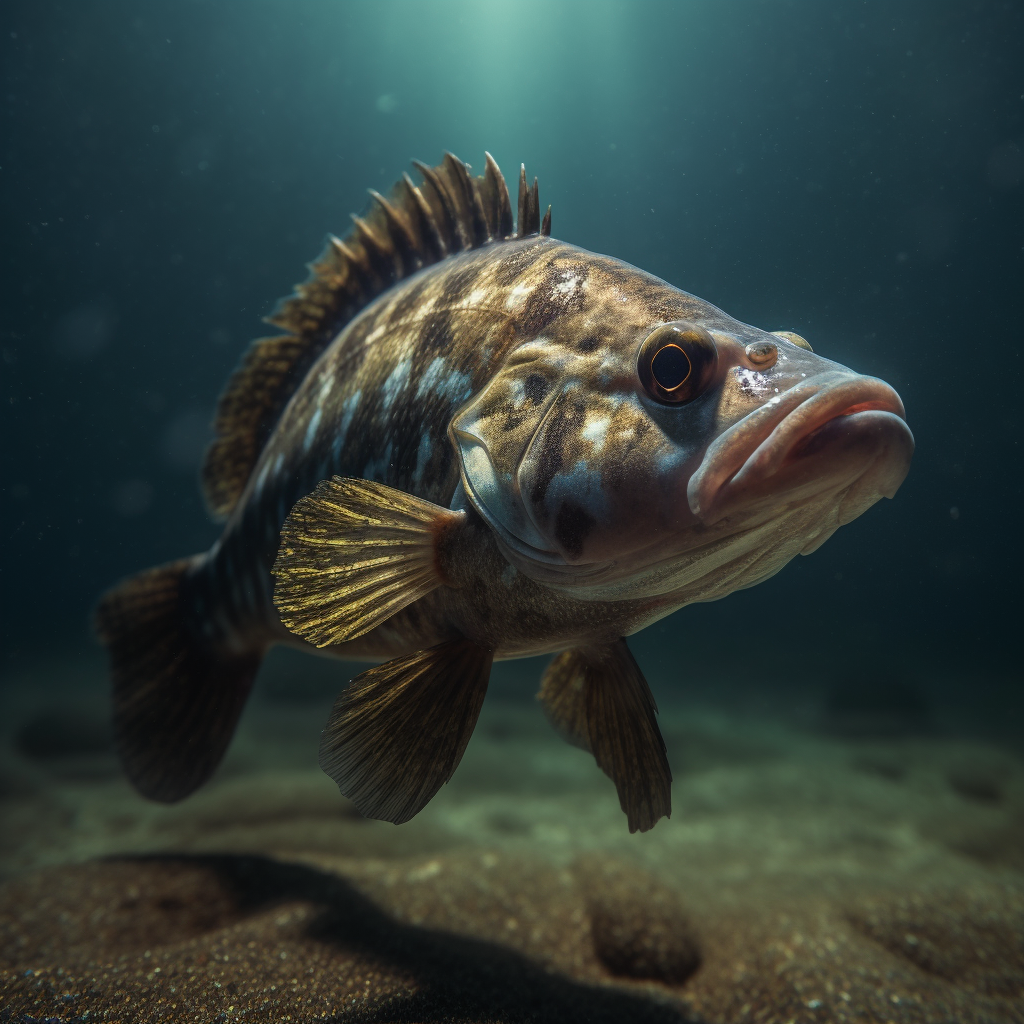 Beautiful Calico Bass Swimming Underwater