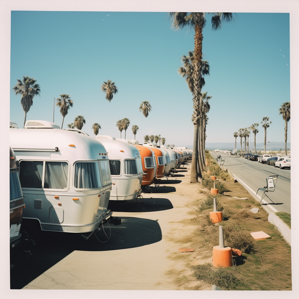 Trailers Airstreams RVs on California Coast