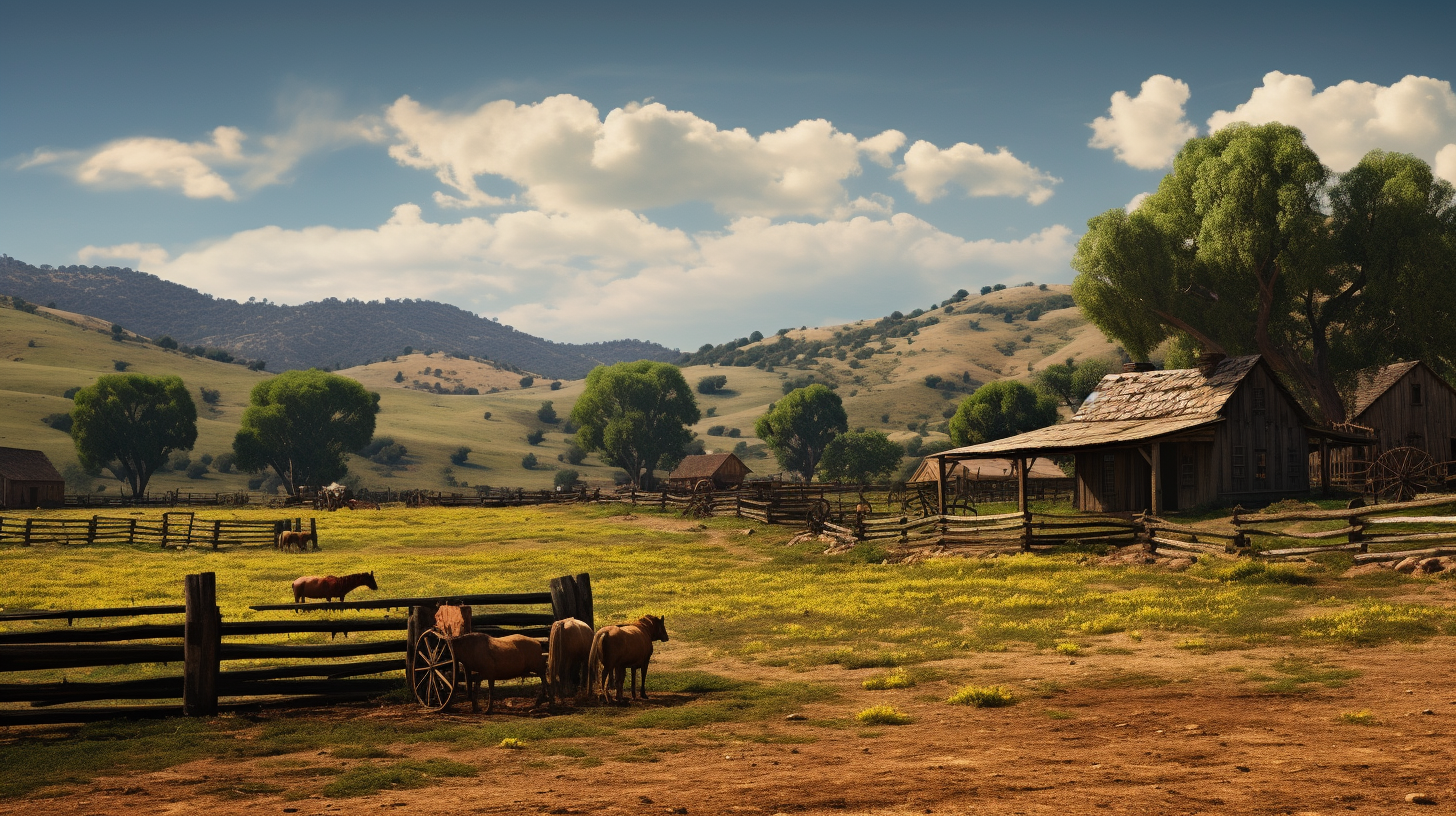 Tranquil Californio ranch life scene