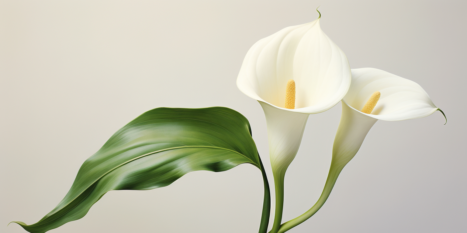 Beautiful calla lily on off white background