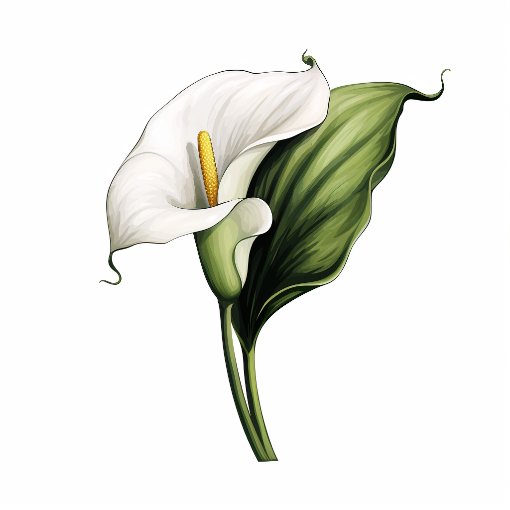 Stunning calla lilly illustration on white background