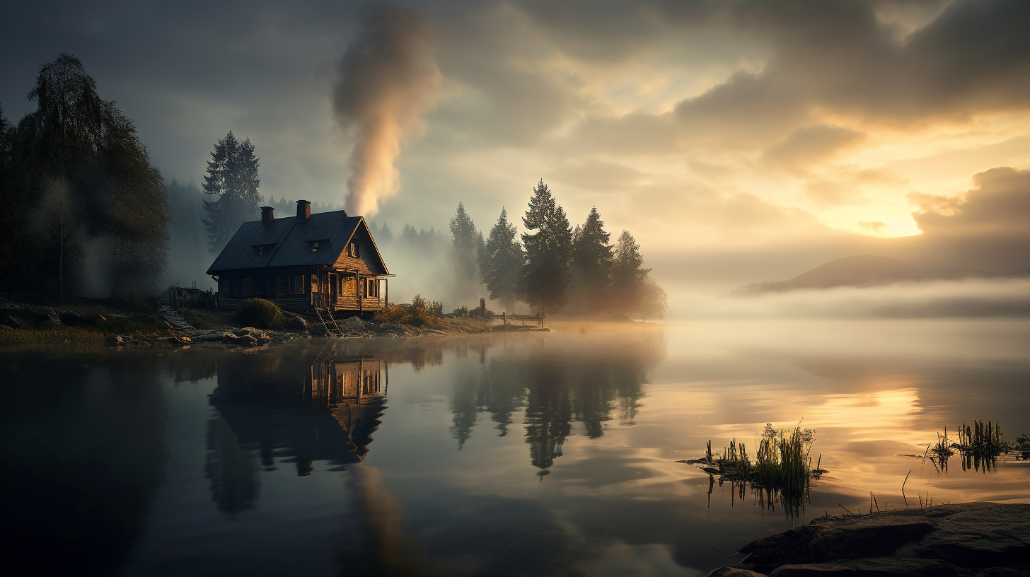 Old House by Calm Lake