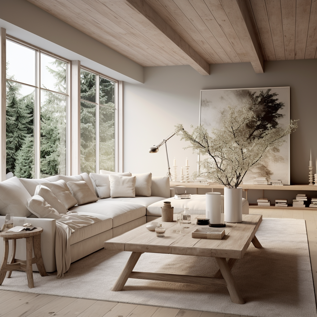 Serene living room with natural elements