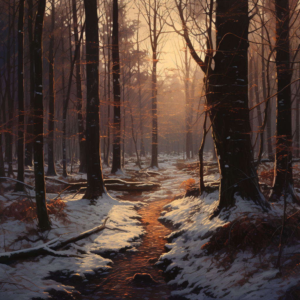 Winter Woods with Cobble Road