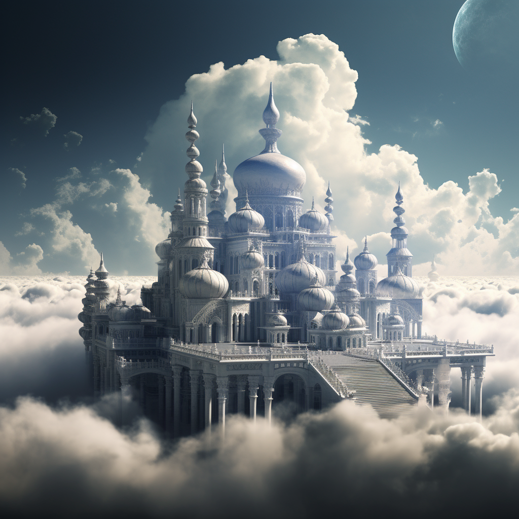 Tranquil clouds and architectural space