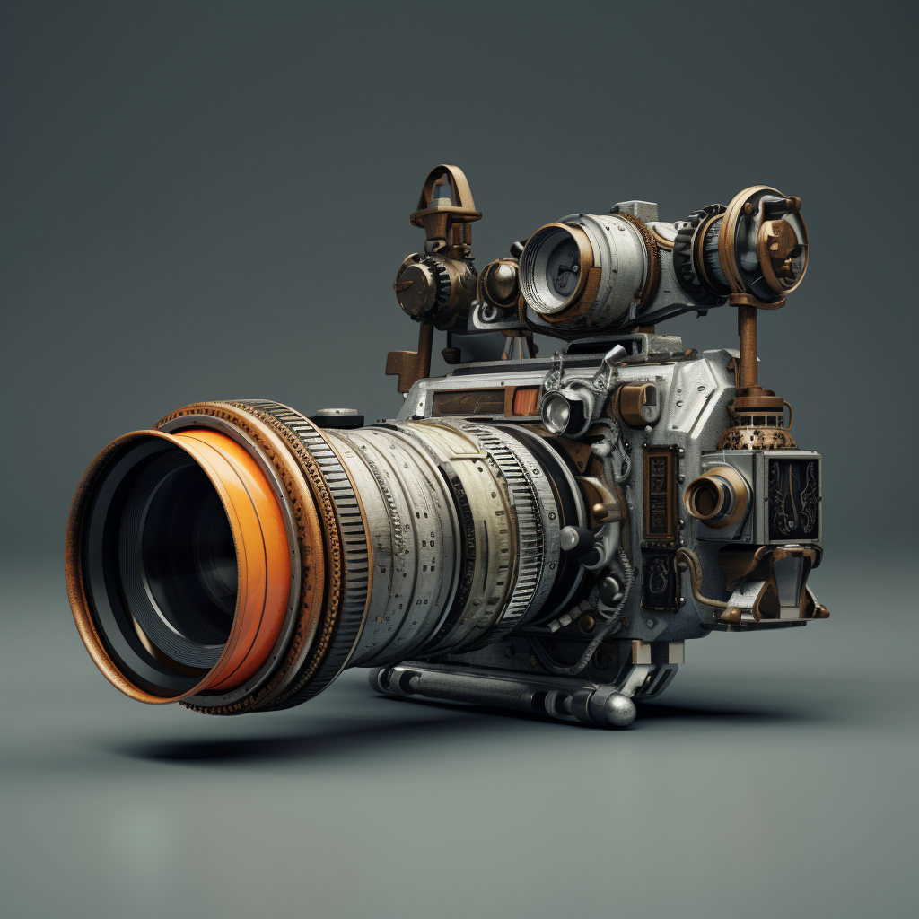 Futuristic camera with telephoto lens