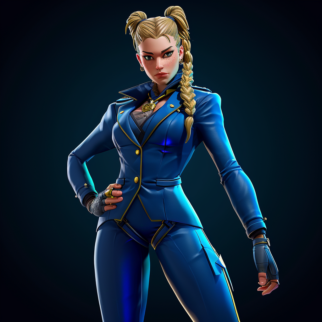 Stylized Cammy in Blue Suit Artwork