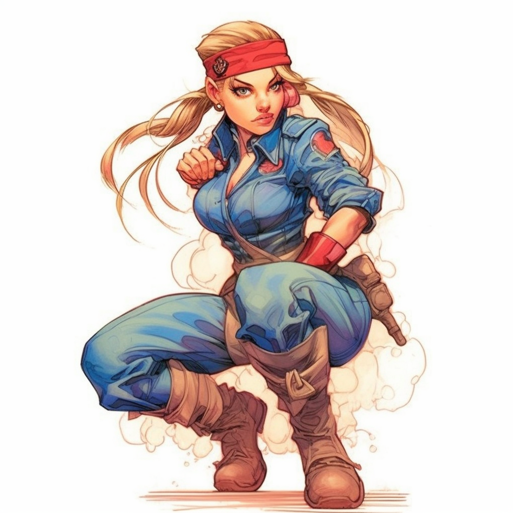 Vivid portrayal of cute Street Fighter 2 character Cammy