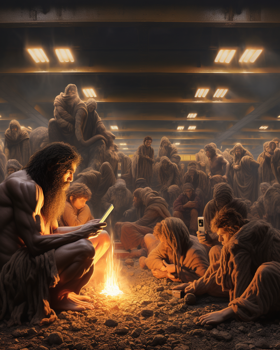 Campfire Neanderthals Futuristic Subway Scrolling