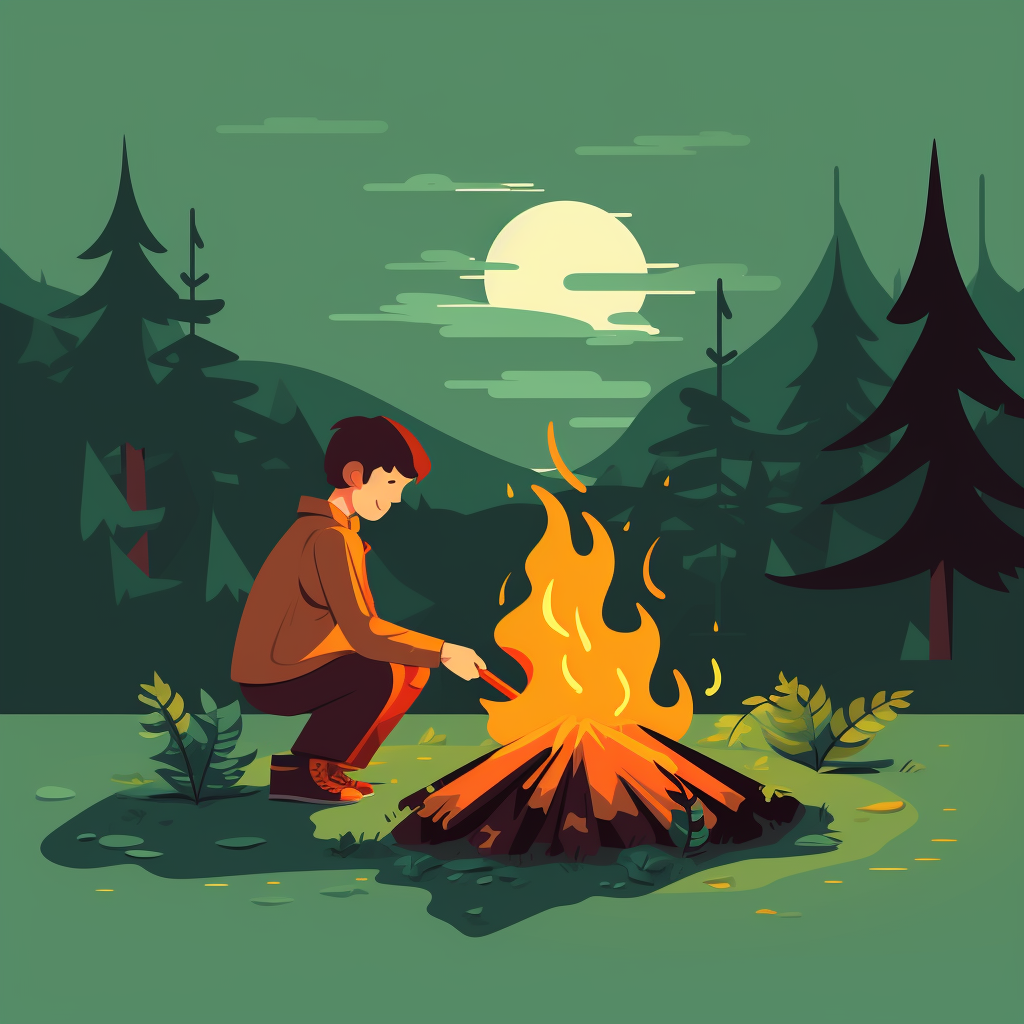 Person struggling with campfire ?