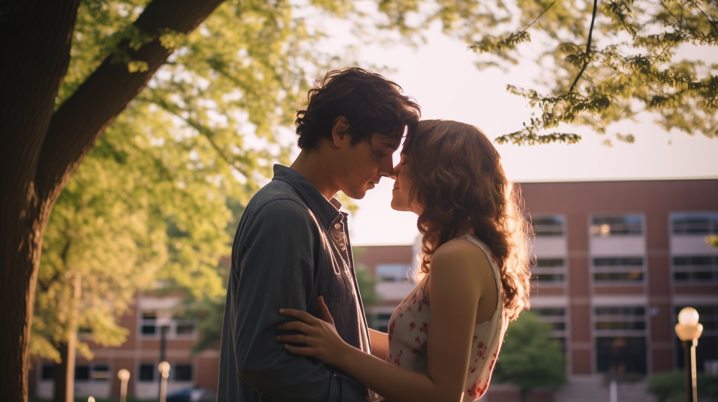 Couple Smiling on Campus  ?