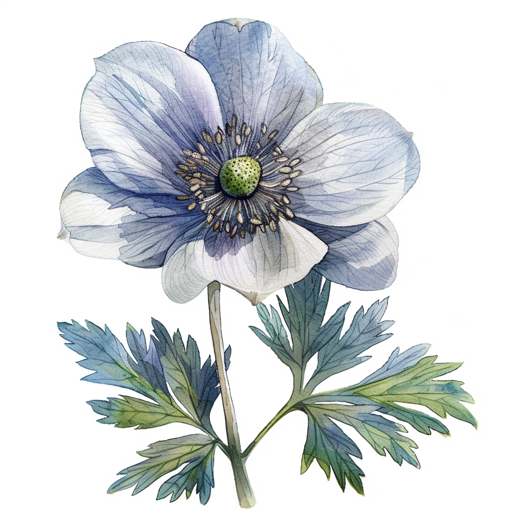 Anemone Canadensis watercolour illustration