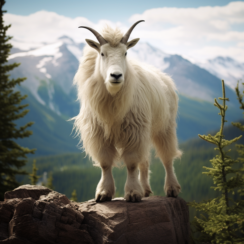 Majestic wild Canadian mountain goat on mantle  ?