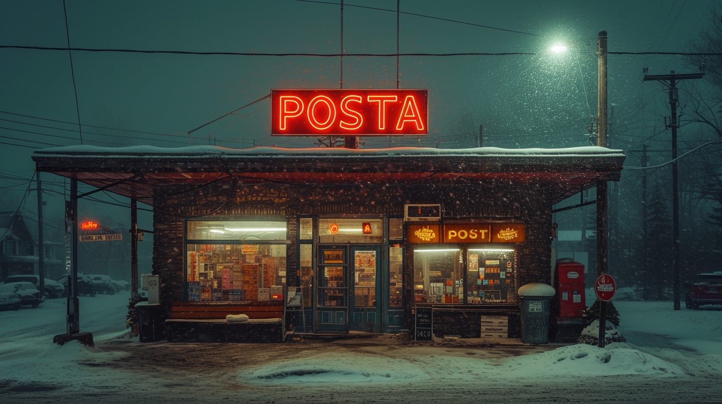 Post Office in Canada snowstorm roof