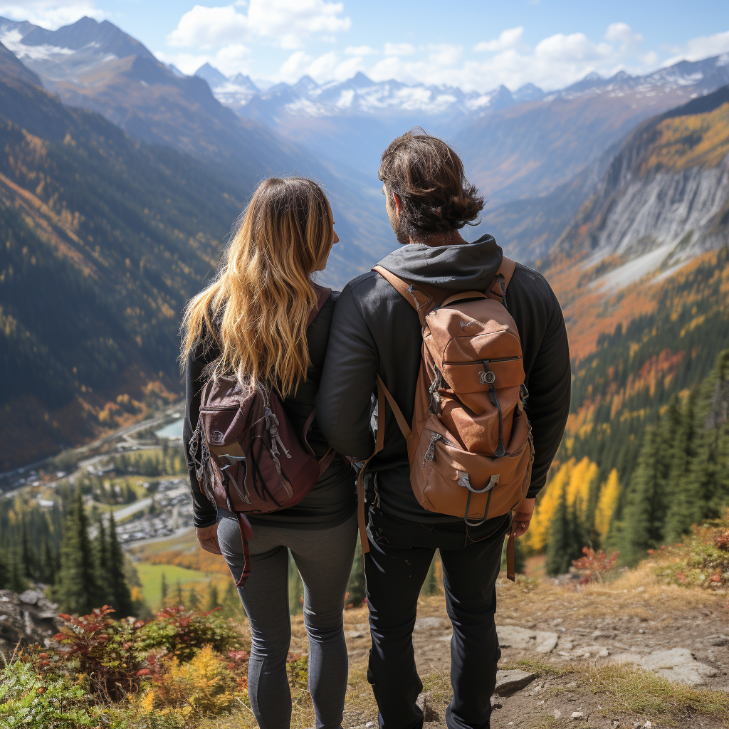 Hiking couple in Canadian Rockies