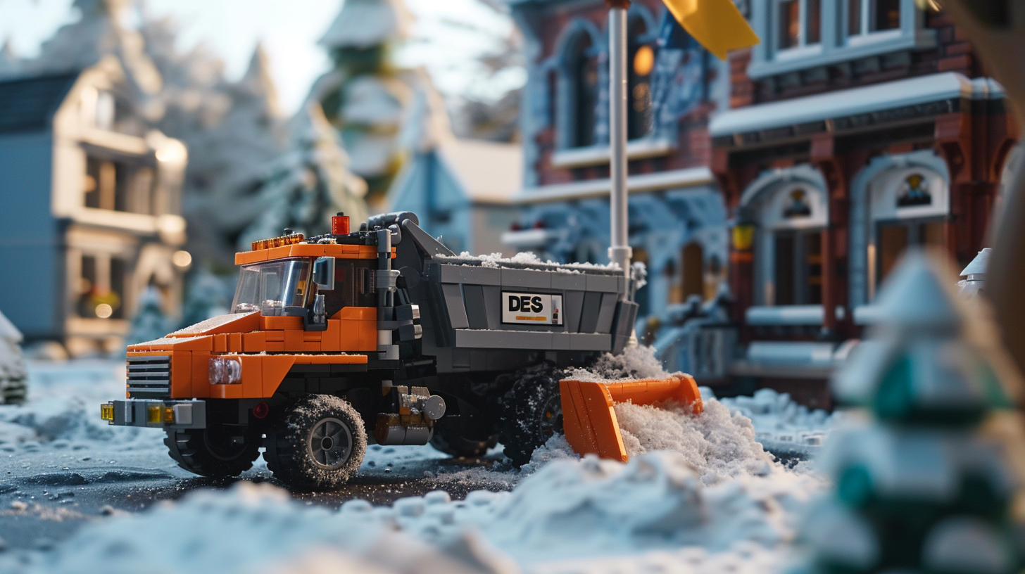 Snow removal operation in Canadian suburb street image