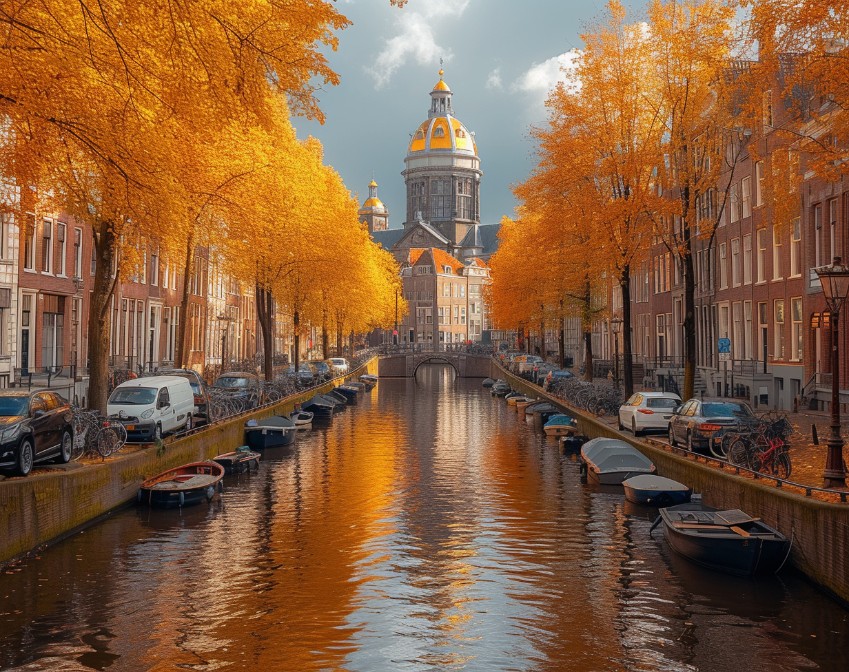 Amsterdam Canals Sunny Day