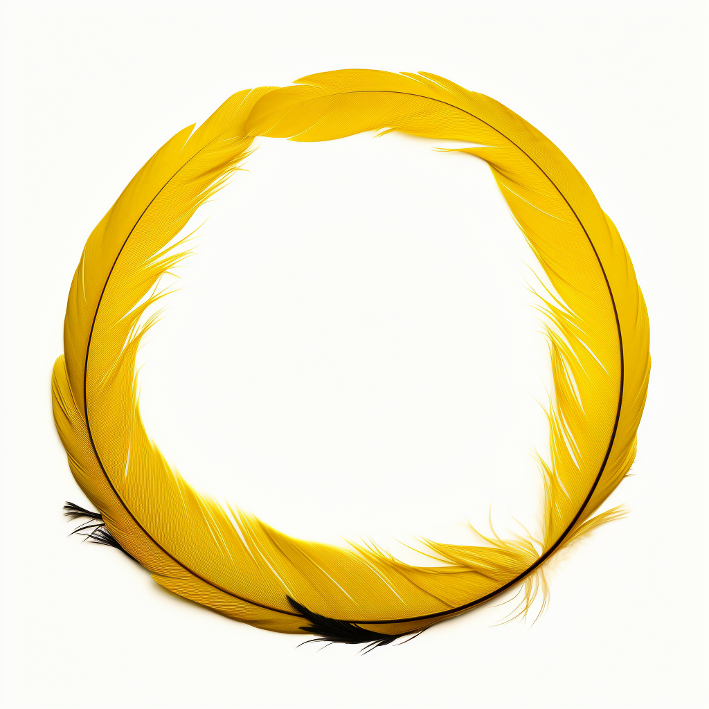 Minimalist depiction of yellow feathers and canary in circle