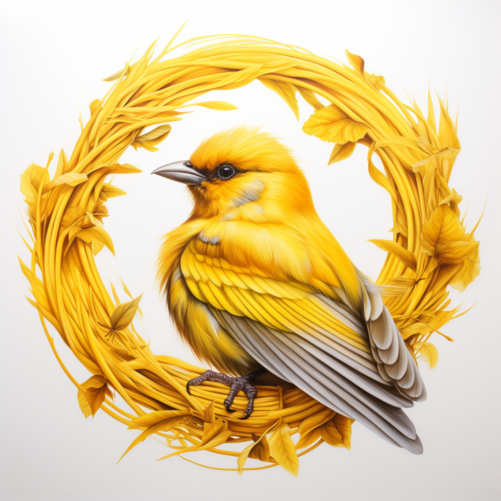 Canary surrounded by yellow feathers