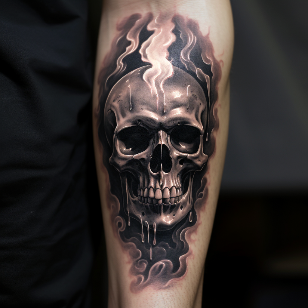 Candle burning with smoky gray tattoo