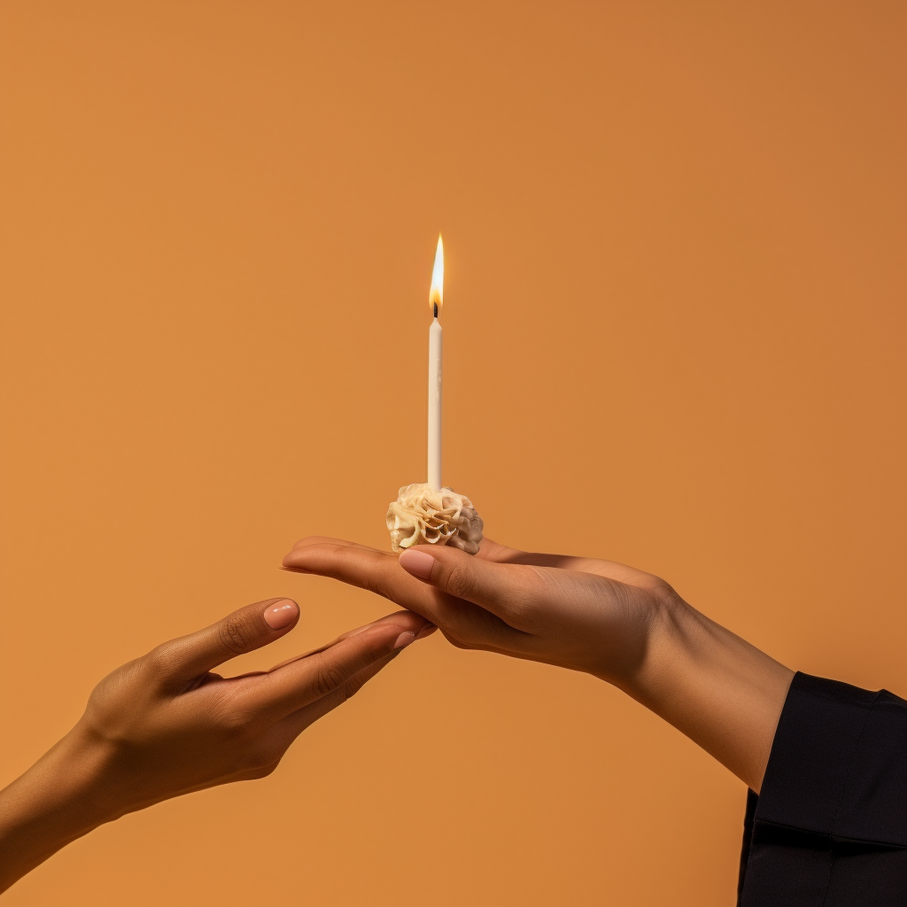 Woman and Man Holding Candle and Match