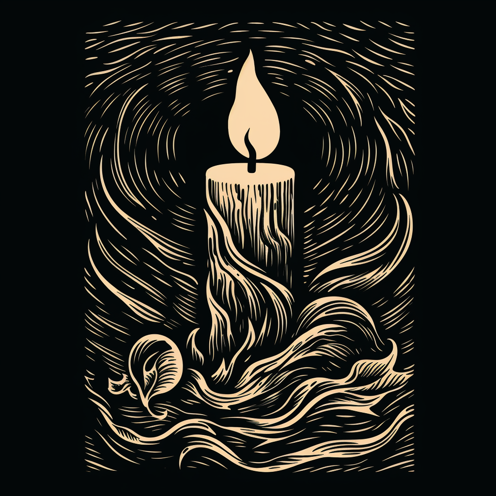 Candle Light Flame Woodcut