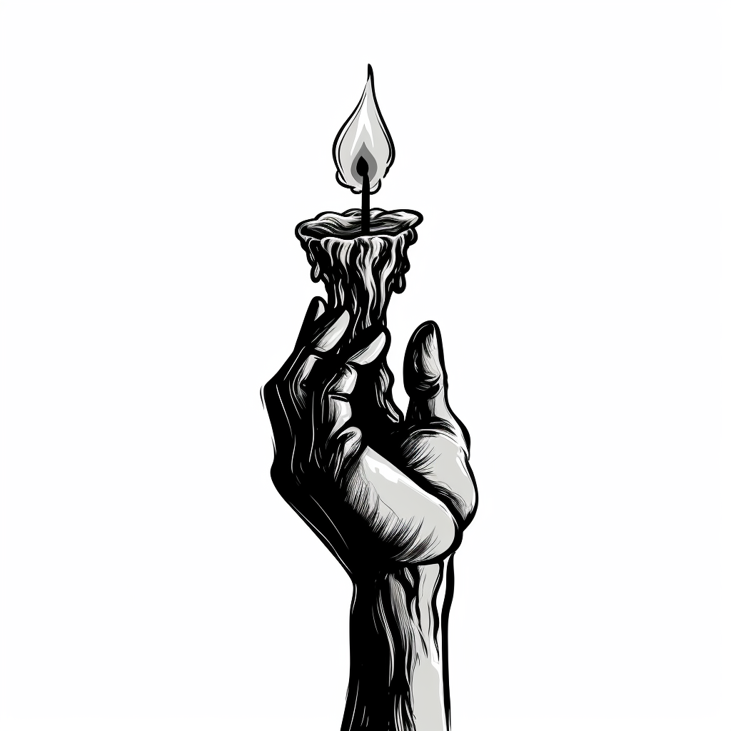 Hand-drawn sketch of a candle going out