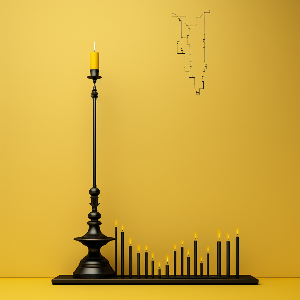 Abstract candlestick trading with yellow accents