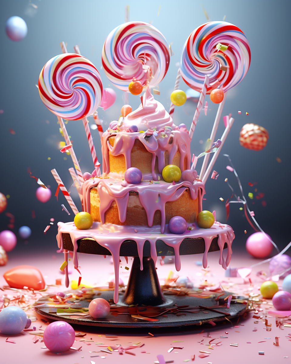 Delicious Candy Cake with Surreal Twist