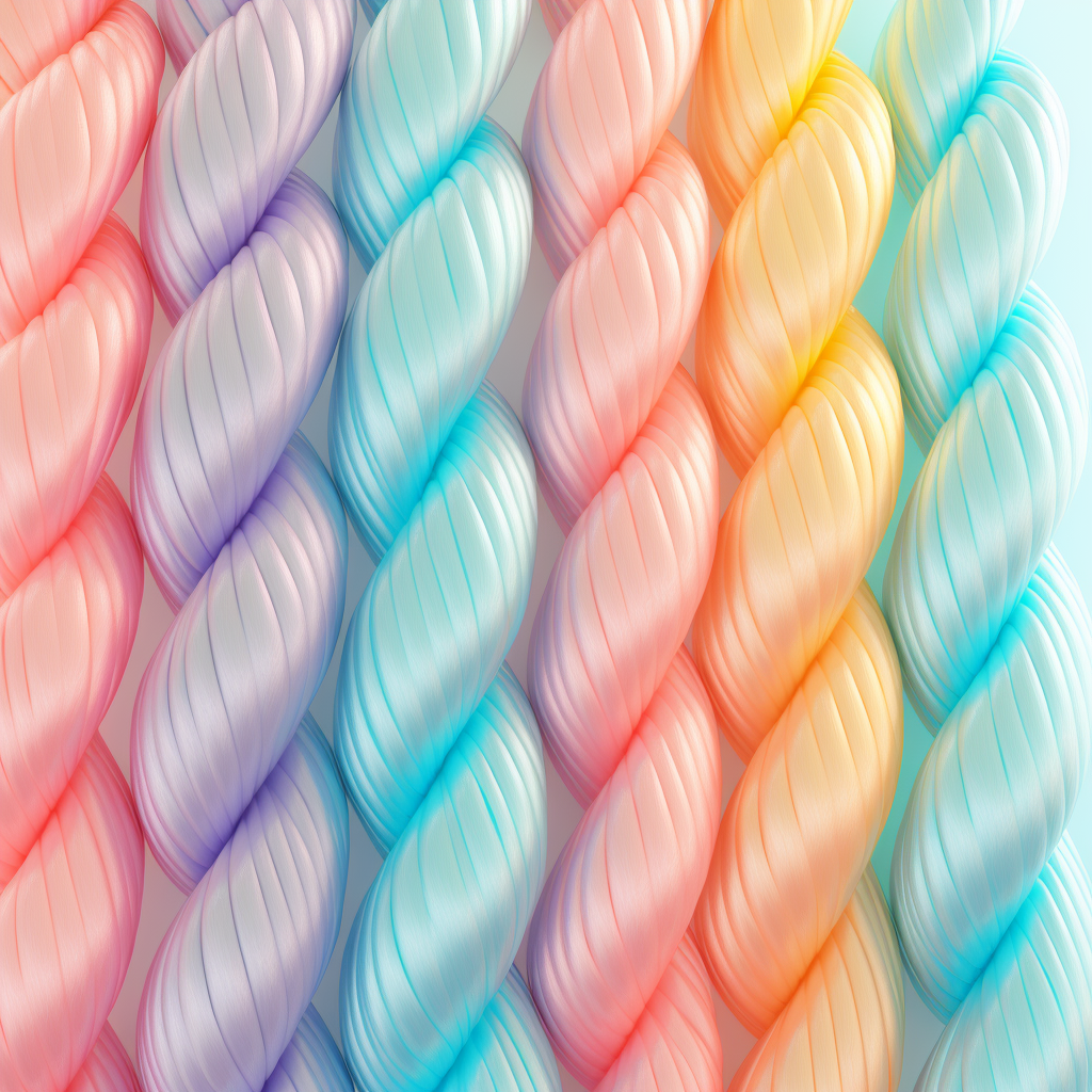 Candy-colored twisted ropes on pastel background