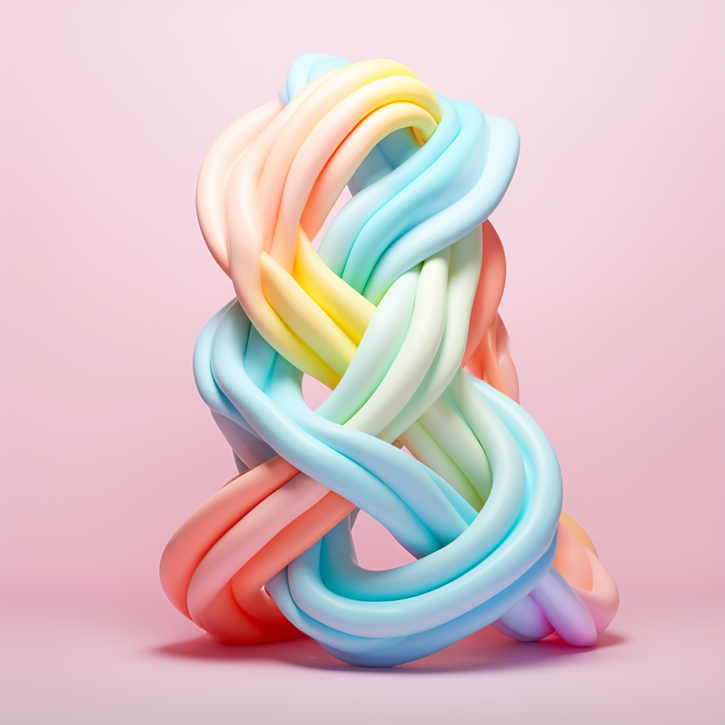 Candy-colored twisted strands on pastel background