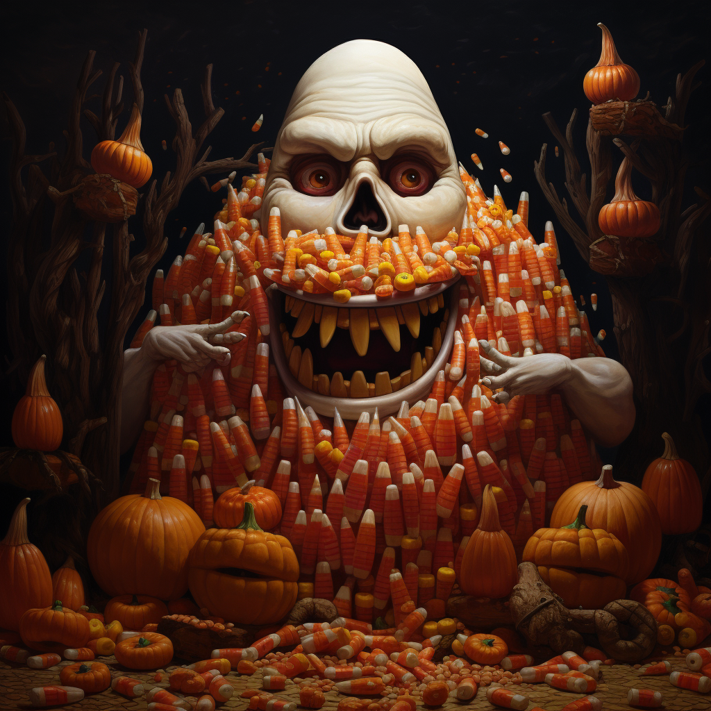 Terrifying candy corn monster